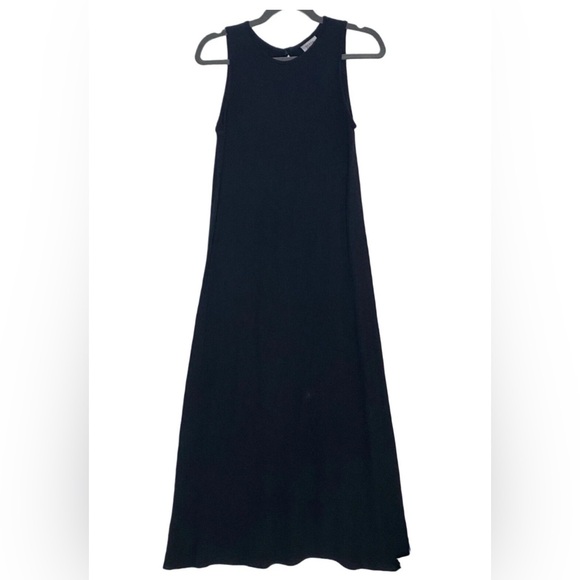 Eileen Fisher Dresses & Skirts - Vintage Eileen Fisher PM Black Waffle Knit Keyhole Sleeveless Midi Dress Women